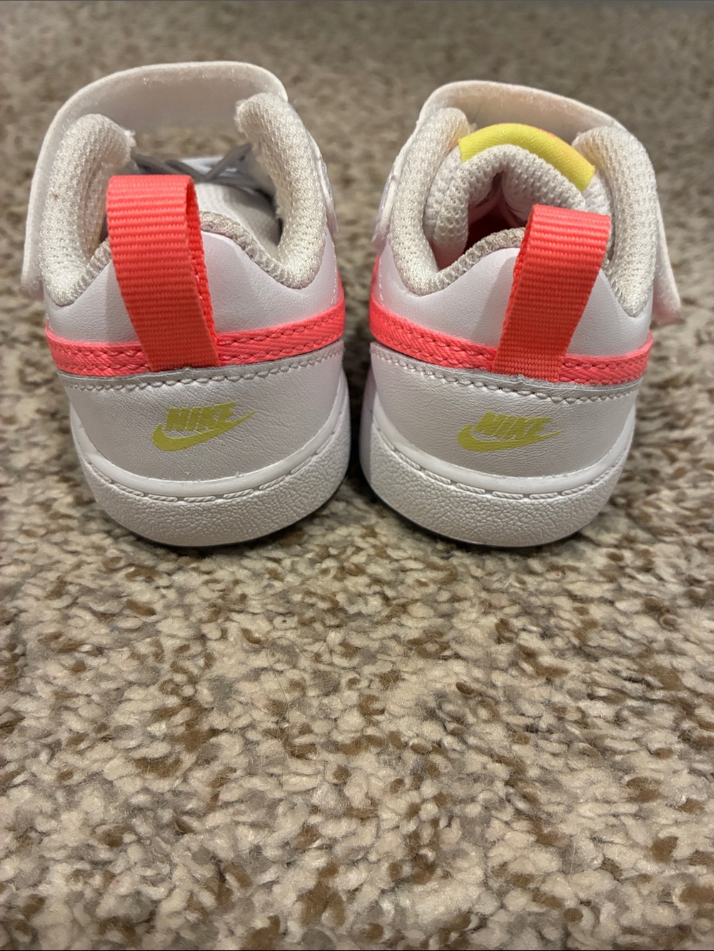 Nike Baby White Sneakers with Coral - Picture 3 of 5